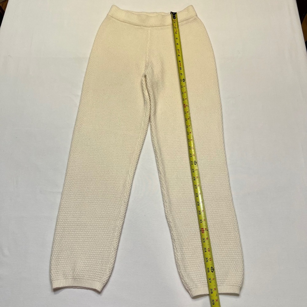Cream Textured Honeycomb Knit Comfy Cozycore Lounge Sweater Pants Size M - Picture 4 of 8